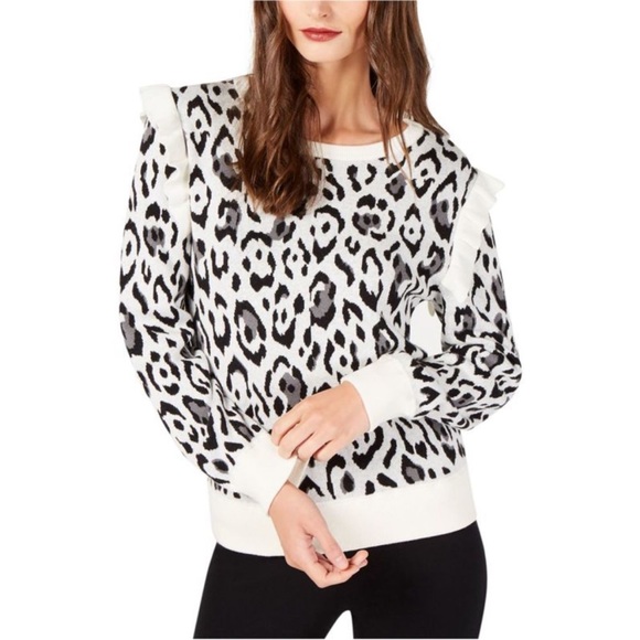 Rachel Zoe Ruffle Leopard Print Heidi Sweater size medium. - Picture 1 of 5
